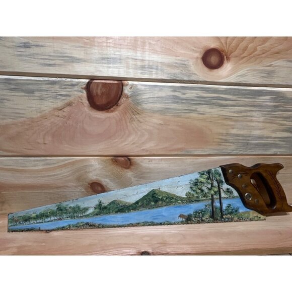 Vintage Vermont-America hand painted handsaw. signed by artist. - Picture 1 of 7